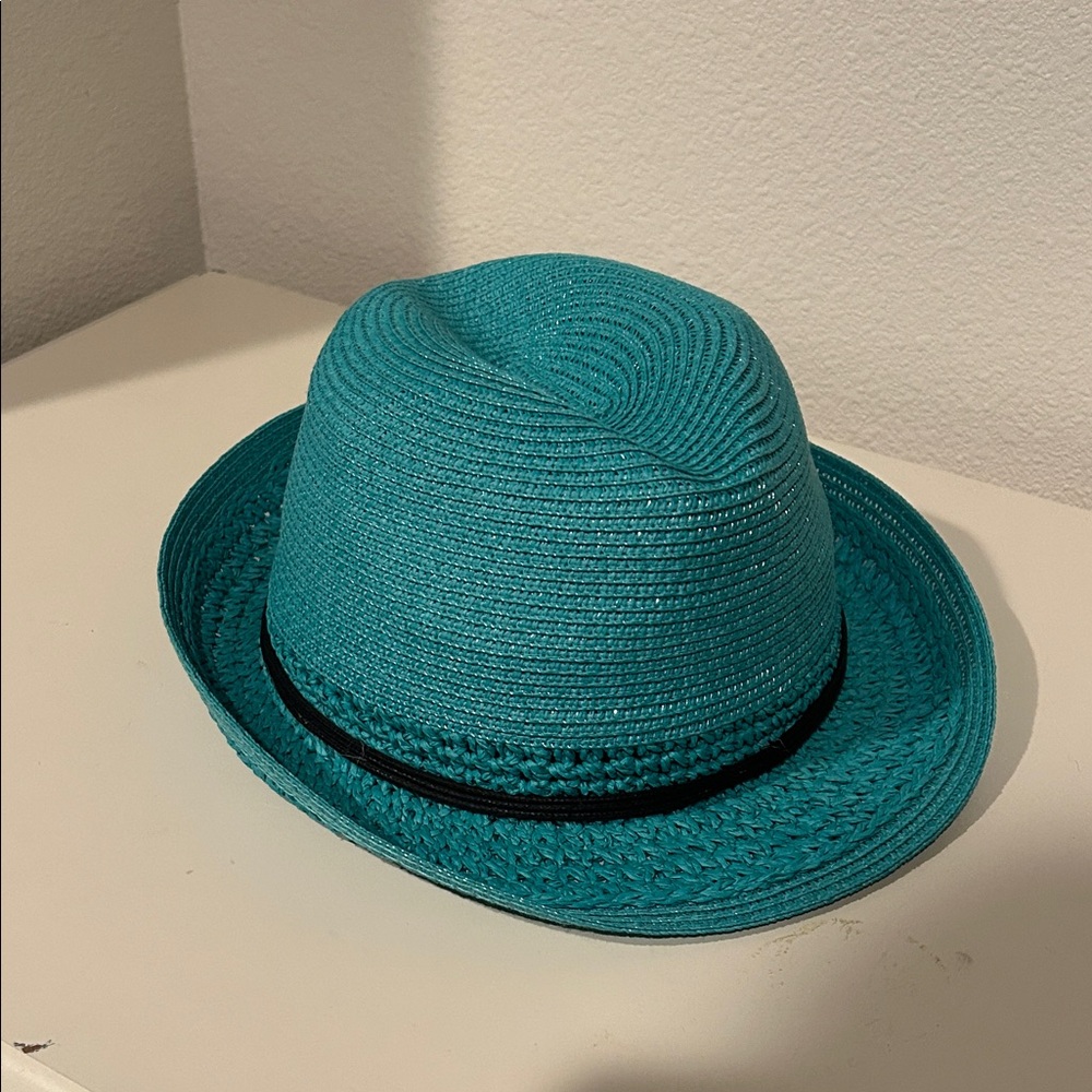 Teal Fedora Hat with Black Band